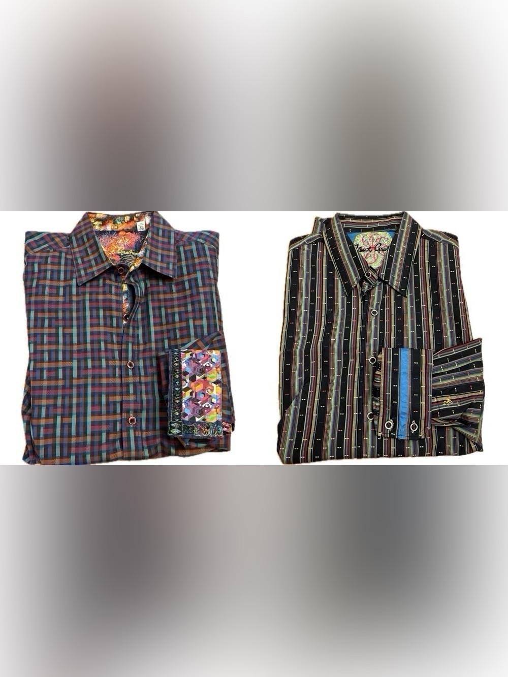 2 SHIRT BUNDLE Robert Graham Button Down Classic Flip Cuff XL
